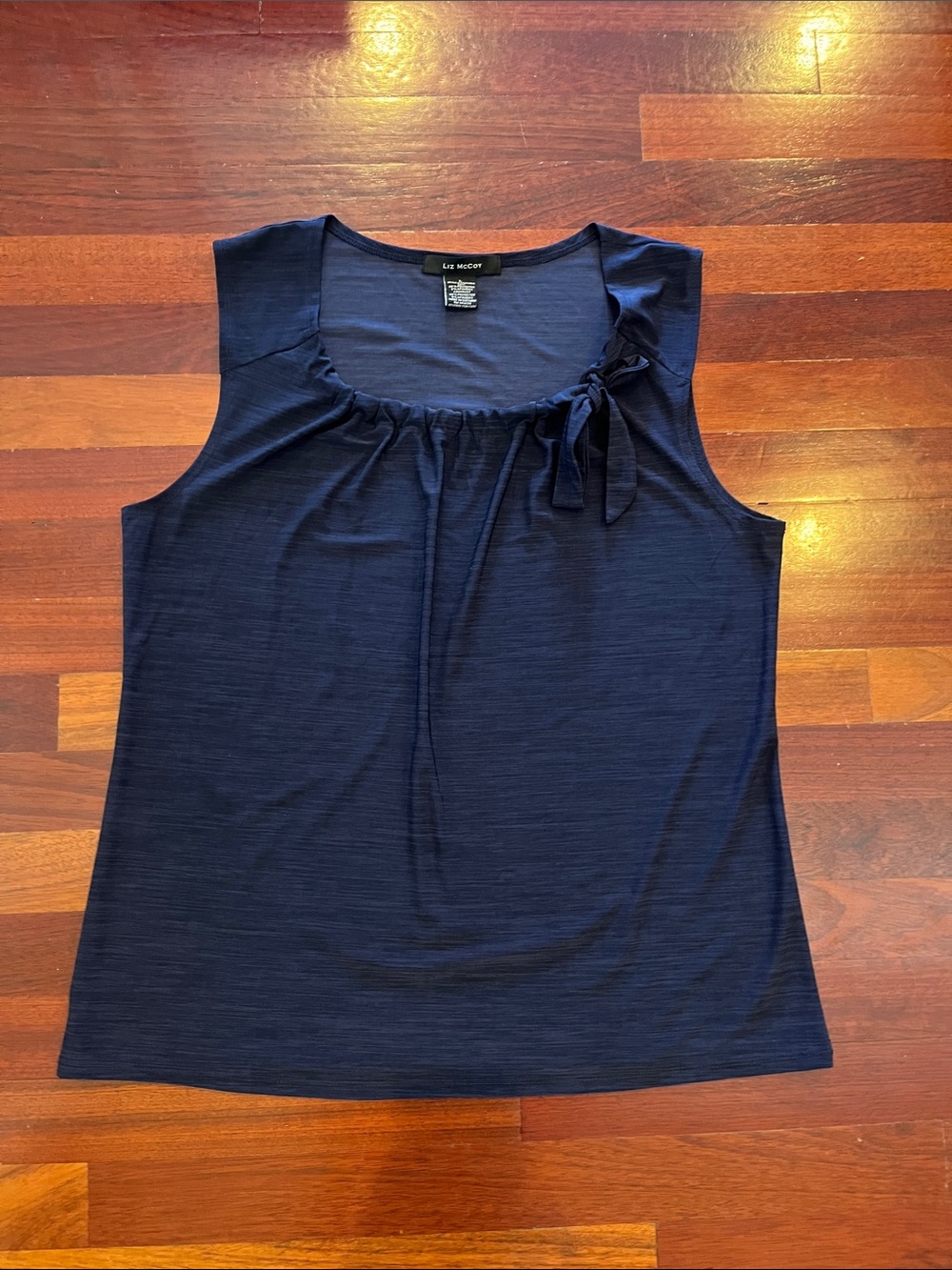 Womens Large Deep Blue sleeveless top with neck tie
